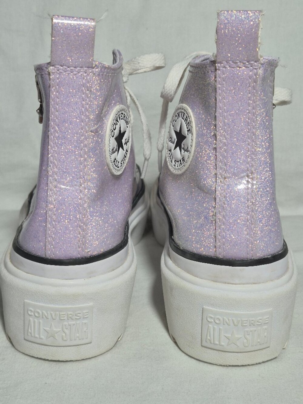 Converse Chuck Lugged Lift Women Kid Hi Purple Glitter Sneakers Size Y 6.5 W 8.5 - Picture 12 of 16